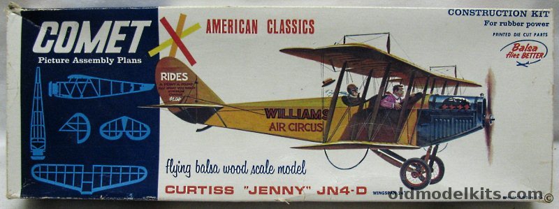 Comet Curtiss Jenny JN-4D - 24 inch Wingspan Flying Balsa Model Airplane, 3304 plastic model kit